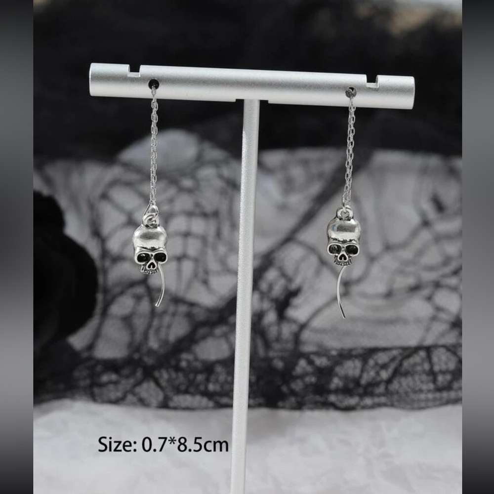 Awesome Rustic Style Skeleton Skull Stringer Earrings View 3